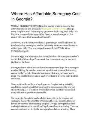 Where Has Affordable Surrogacy Cost In Georgia
