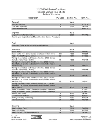 CASE IH 2388 Combine Service Repair Manual Instant Download