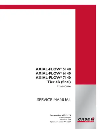 CASE IH AXIAL-FLOW 7140 Tier 4B (final) Combine Service Repair Manual Instant Download (PIN YDG012001 - YEG012700)