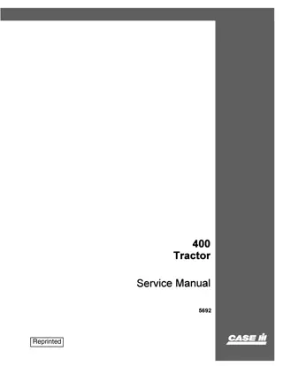 CASE Model 400 Tractor Service Repair Manual Instant Download