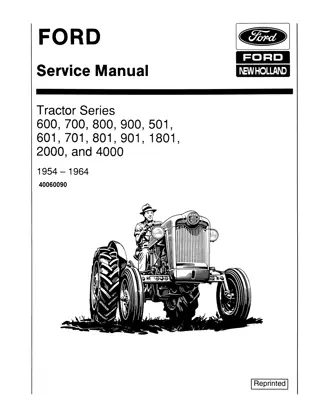 Ford 800 Tractor (1954-1964) Service Repair Manual Instant Download