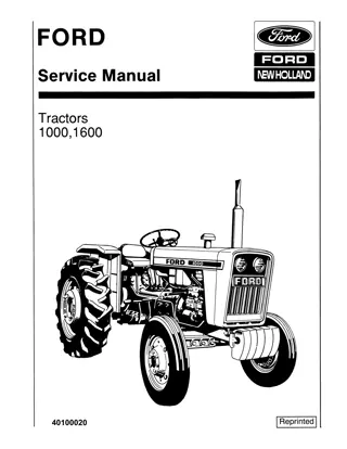Ford 1000 Tractor Service Repair Manual Instant Download