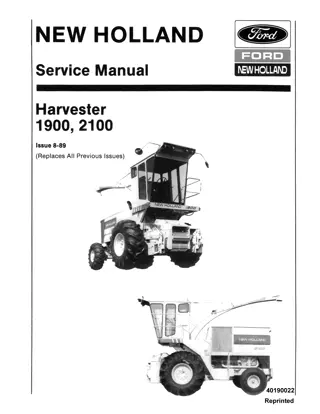 Ford New Holland Harvester 1900 Service Repair Manual Instant Download
