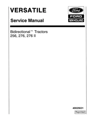 Ford Versatile 276 Bidirectional Tractor Service Repair Manual Instant Download
