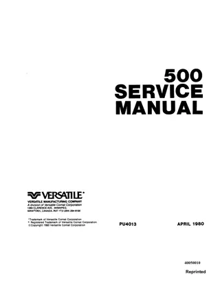 Ford Versatile 500 Tractor Service Repair Manual Instant Download