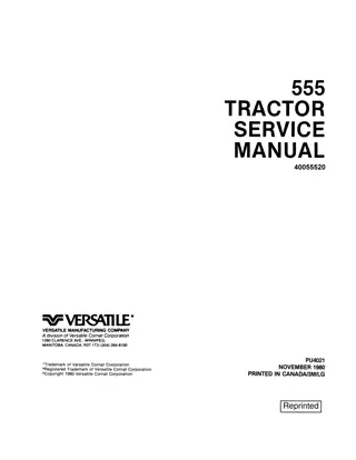 Ford Versatile 555 Tractor Service Repair Manual Instant Download