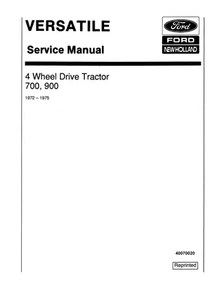 Ford Versatile 700 4 Wheel Drive Tractor Service Repair Manual Instant Download