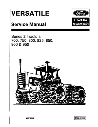 Ford Versatile 700 Series 2 Tractor Service Repair Manual Instant Download