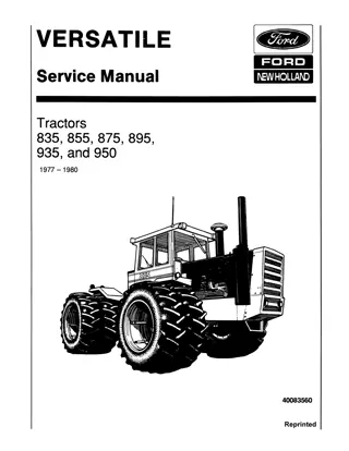 Ford Versatile 895 Tractor Service Repair Manual Instant Download