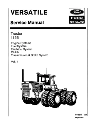 Ford Versatile 1156 Tractor Service Repair Manual Instant Download