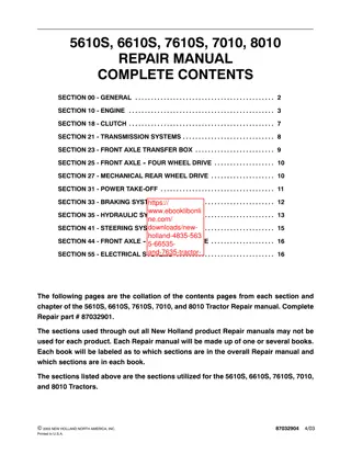 New Holland 6610S Tractor Service Repair Manual Instant Download