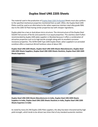 Duplex Steel UNS 2205 Sheets