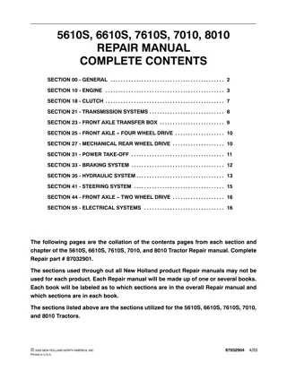 New Holland 7610S Tractor Service Repair Manual Instant Download