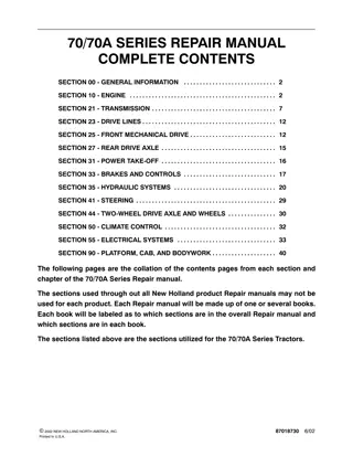 New Holland 8770 Tractor Service Repair Manual Instant Download