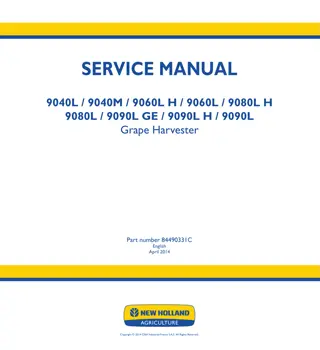 New Holland 9060L H Grape Harvester Service Repair Manual Instant Download