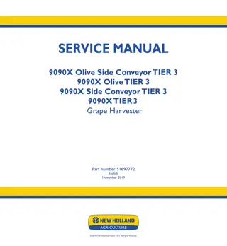 New Holland 9090X TIER 3 Grape Harvester Service Repair Manual Instant Download