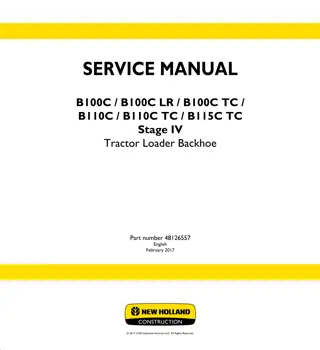 New Holland B110C Stage IV Tractor Loader Backhoe Service Repair Manual Instant Download