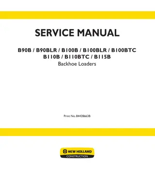 New Holland B115B Backhoe Loader Service Repair Manual Instant Download 1
