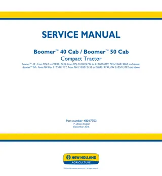 New Holland Boomer 50 Cab Compact Tractor Service Repair Manual Instant Download