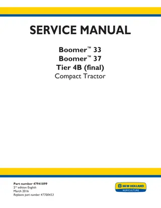 New Holland Boomer™ 33 Tier 4B (final) Compact Tractor Service Repair Manual Instant Download
