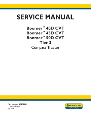 New Holland Boomer™ 40D CVT Tier 3 Compact Tractor Service Repair Manual Instant Download