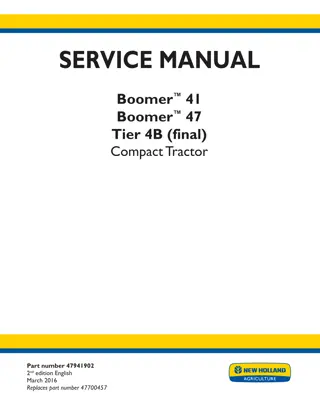 New Holland Boomer™ 41 Tier 4B (final) Compact Tractor Service Repair Manual Instant Download