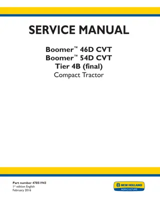 New Holland Boomer™ 46D CVT Tier 4B (final) Compact Tractor Service Repair Manual Instant Download