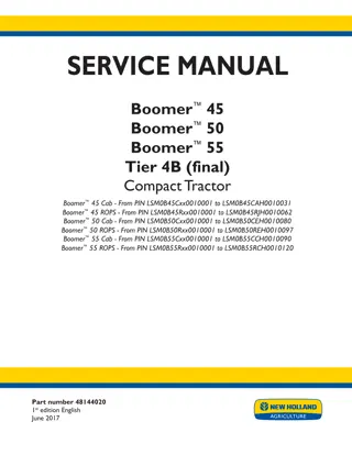 New Holland Boomer™ 55 Tier 4B (final) Compact Tractor Service Repair Manual Instant Download