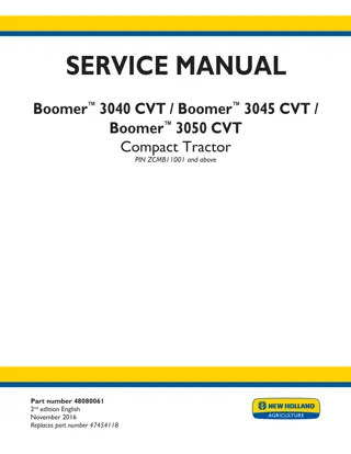 New Holland Boomer™ 3045 CVT Compact Tractor Service Repair Manual Instant Download