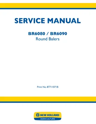 New Holland BR6090 Round Balers Service Repair Manual Instant Download