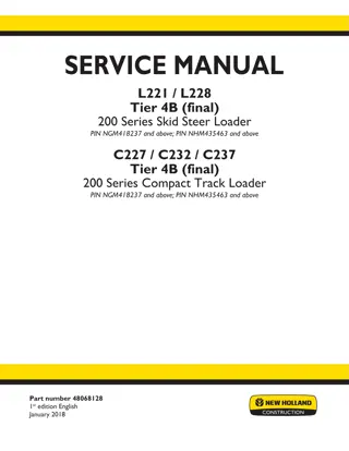 New Holland C232 TIER 4B (FINAL) Compact Track Loader Service Repair Manual Instant Download [NGM418237 - ]