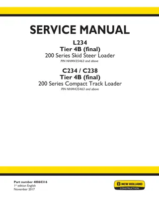 New Holland C234 TIER 4B (FINAL) Compact Track Loader Service Repair Manual Instant Download [NHM435463 - ]