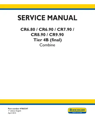 New Holland CR8.90 Tier 4B (final) Combine Service Repair Manual Instant Download
