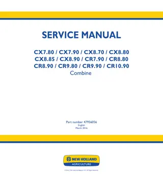 New Holland CR9.80 Combine Harvesters Service Repair Manual Instant Download