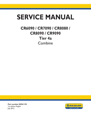 New Holland CR6090 Tier 4a Combine Service Repair Manual Instant Download