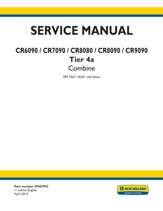 New Holland CR9090 Tier 4a Combine Service Repair Manual Instant Download 2
