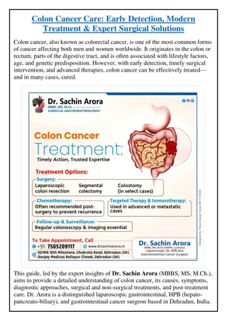 Colon Cancer Care: Early Detection, Modern Treatment & Expert Surgical Solutions
