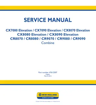 New Holland CX7090 Elevation Combine Harvesters Service Repair Manual Instant Download