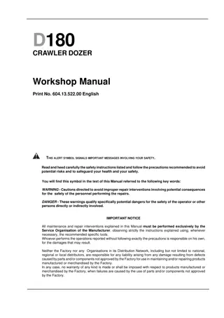 NEW HOLLAND D180 CRAWLER DOZER Service Repair Manual Instant Download
