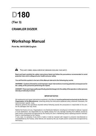 New Holland D180 Tier 3 Crawler Dozer Service Repair Manual Instant Download 1