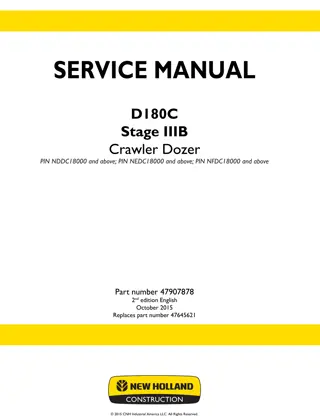 New Holland D180C Stage IIIB Crawler Dozer Service Repair Manual Instant Download