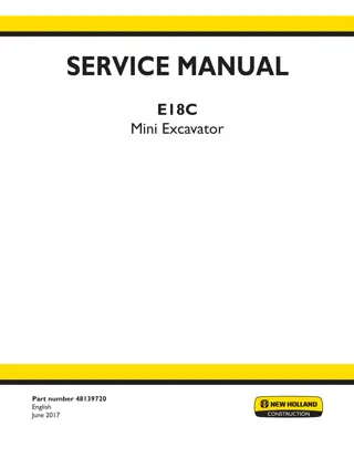 New Holland E18C Cab Tier IV engine Mini Excavator Service Repair Manual Instant Download
