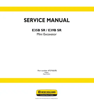 New Holland E35BSR Mini Excavator Service Repair Manual Instant Download