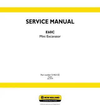 New Holland E60C Cab Tier IV (final engine) Mini Excavator Service Repair Manual Instant Download