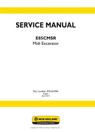New Holland E85CMSR Midi Excavator Service Repair Manual Instant Download