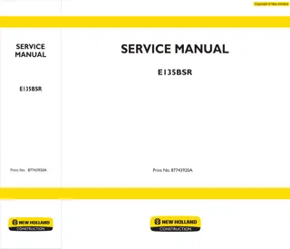 New Holland E135BSR Hydraulic Excavator Service Repair Manual Instant Download