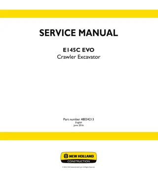 New Holland E145C EVO Crawler Excavator Service Repair Manual Instant Download