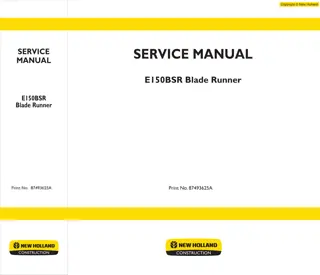 New Holland E150BSR Blade Runner Hydraulic Excavator Service Repair Manual Instant Download
