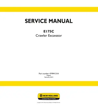 New Holland E175C Crawler Excavator Service Repair Manual Instant Download