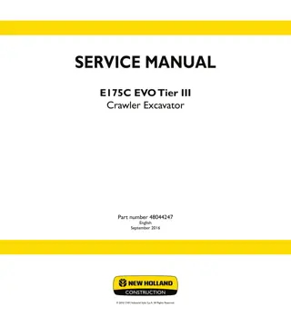 New Holland E175C EVO Tier 3 Crawler Excavator Service Repair Manual Instant Download